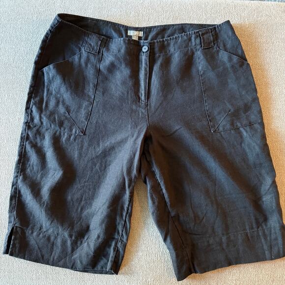 j. jill Pants - J. Jill Black Linen Shorts Womens Size 14 Casual Summer Coastal Minimalist Chic